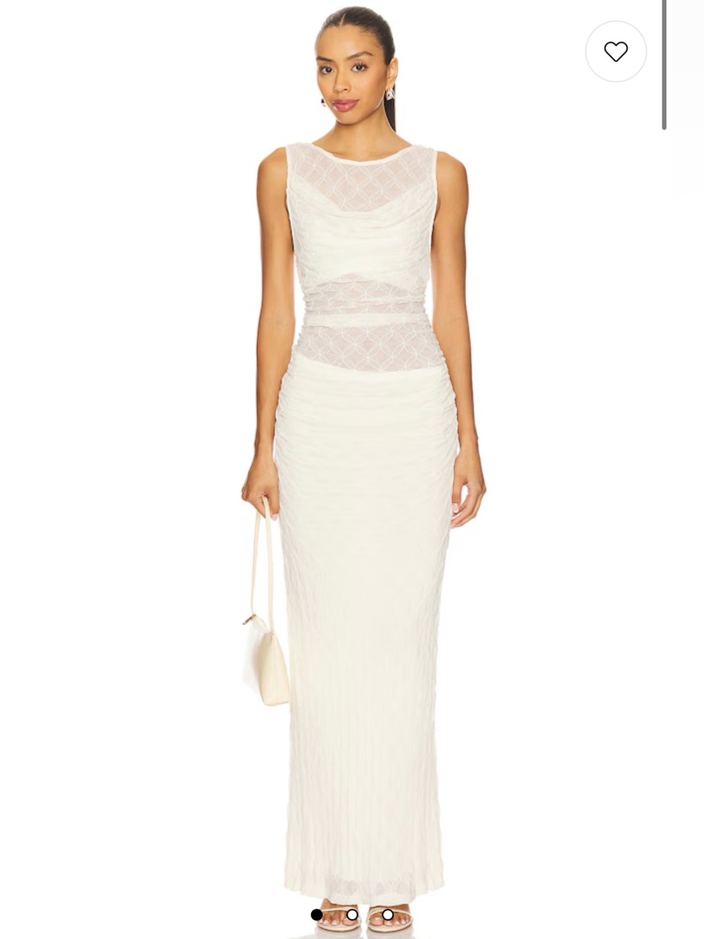 NWT Cowl Mesh in Cream Maxi Dress
